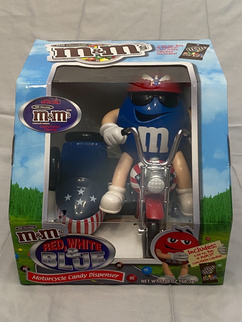 Patriotic M&M's Red White & Blue Motorcycle Candy Dispenser